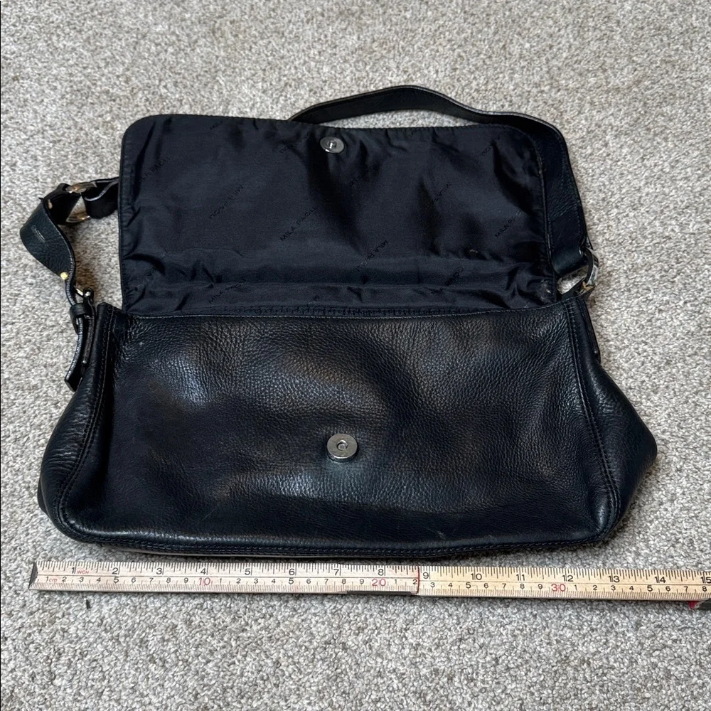 MILA PAOLI Classic Black Fine Leather Shoulder Bag Made In Italy - Picture 4 of 13